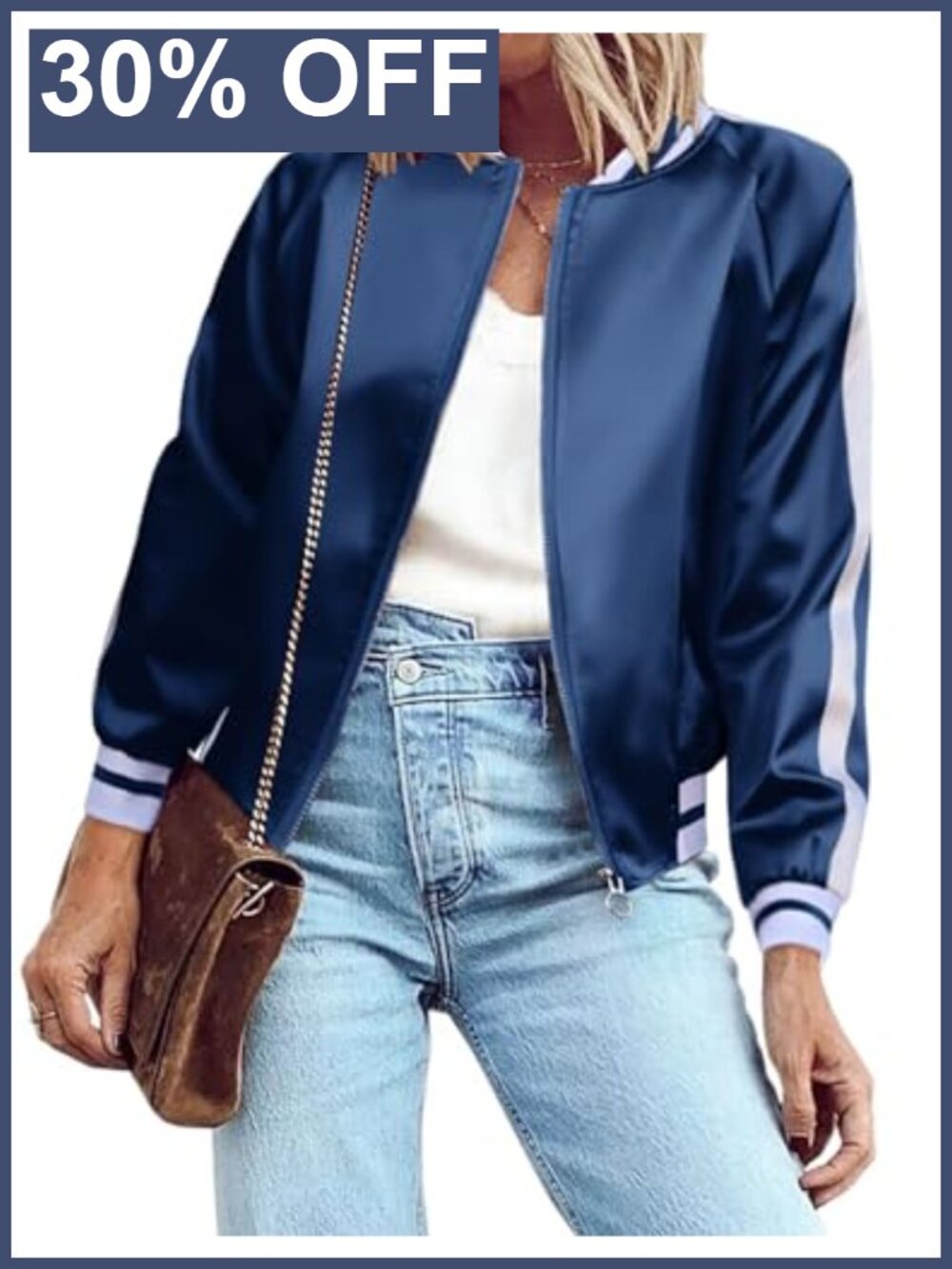 Zeagoo Women's Lightweight Polyester Bomber Jacket Zip Up Casual Windbreaker